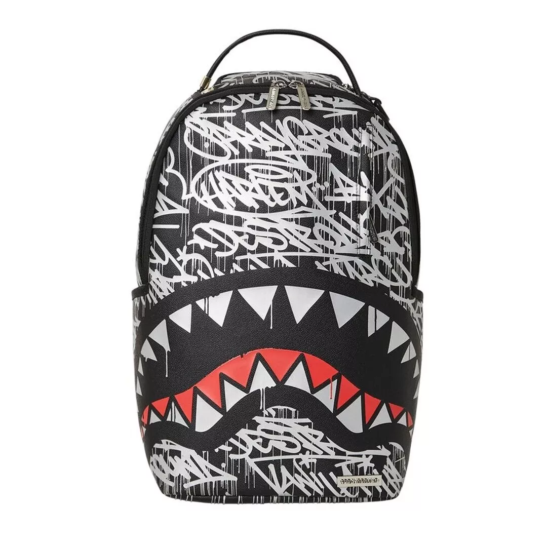 Sprayground Black Silver Shark In Paris Backpack Laptop Books Bag School  Limited