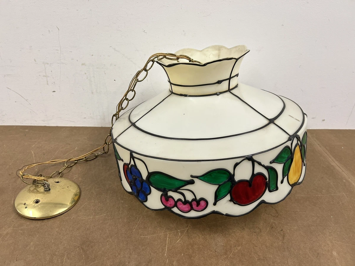 Vintage Hanging Lamp ceiling Billiards Pool light shade fiberglass fruit 60s 70s