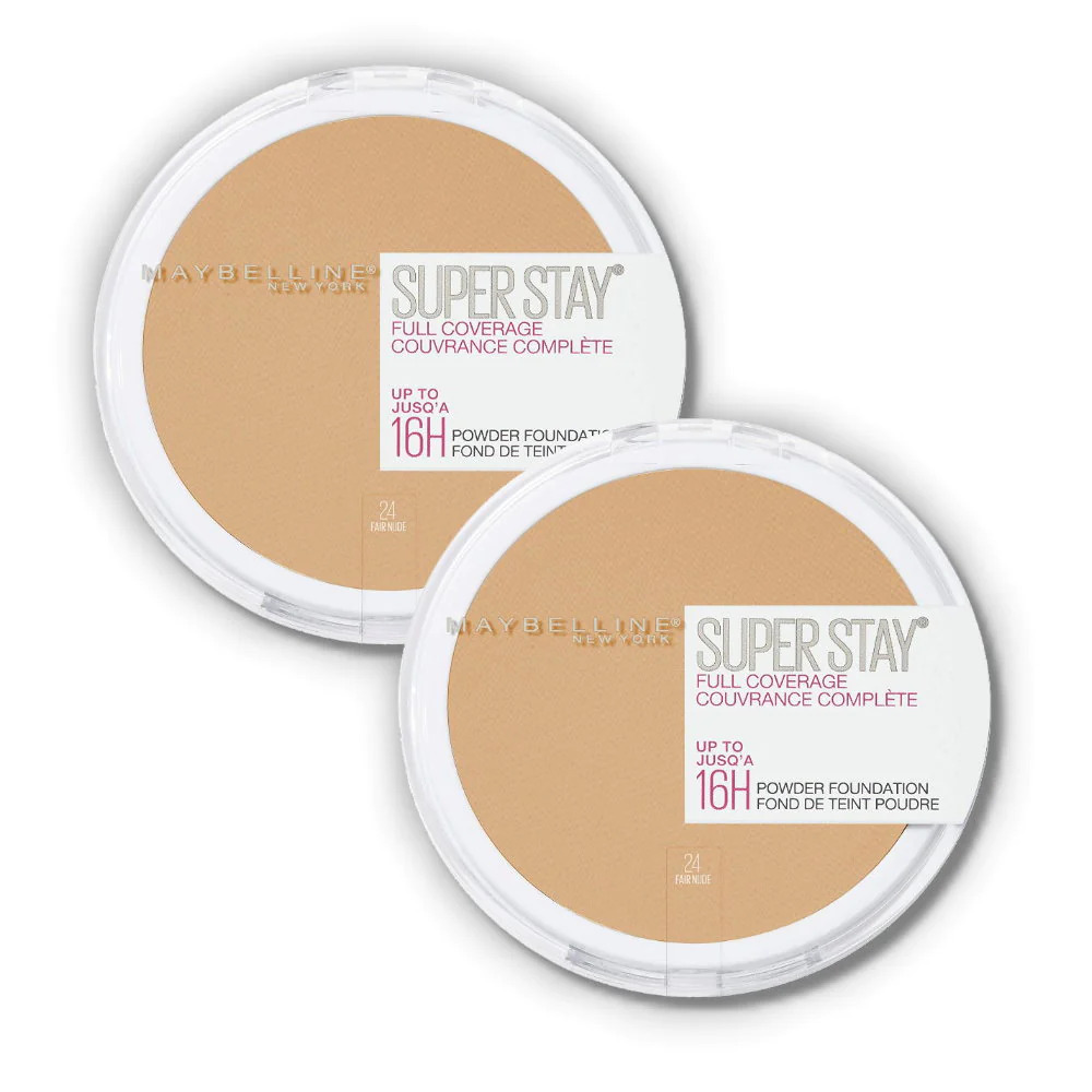 2 x Maybelline Superstay Full Coverage Powder Foundation 24 Fair Nude - Makeup i