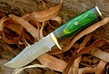 CUSTOM HANDMADE FORGED DAMASCUS Steel Hunting Knife Wood & Brass Guard Handle