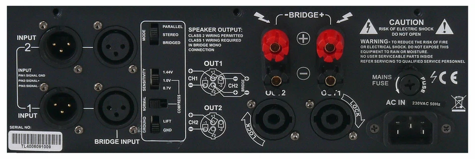 Amplificatore finale DJ PA Amplifier Disco Stereo Amp 19" installazione rack 2 x 1000W - Immagine 4 di 4