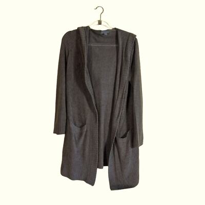 Barefoot Dreams Cozy Chic Lite Olive Green hooded cardigan with pockets 