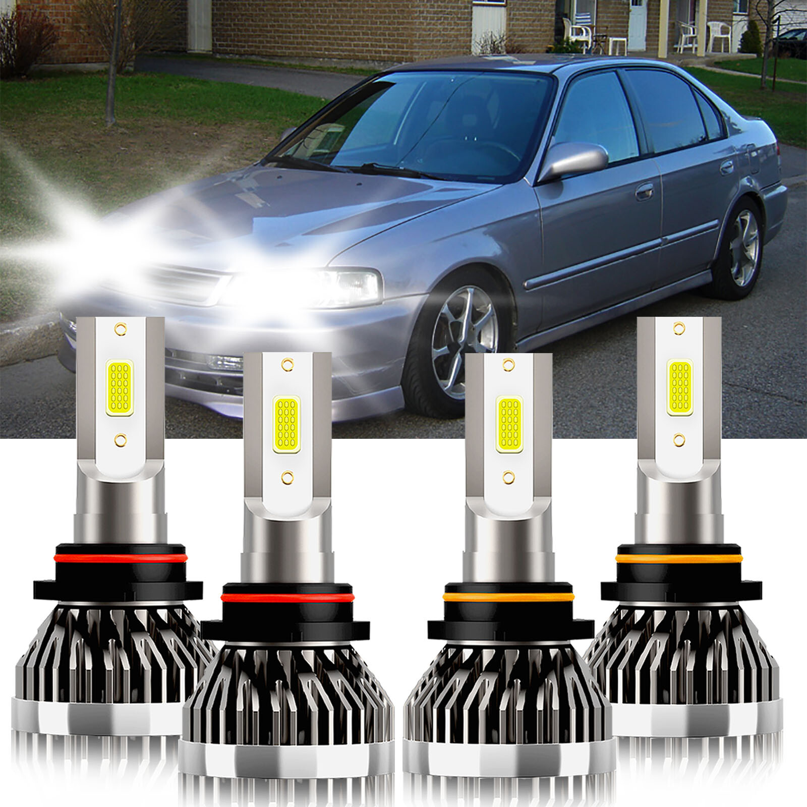 For Acura EL 2004-2005 LED Headlight Car Bulbs 9005 9006 Super Bright Combo Kit
