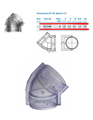 Georg Fischer Contain-It, 4'' Clear PVC 45 Elbow 4617-040