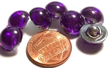 7 Small Semi-Translucent Purple Plastic Buttons Just Over 7/16" 11.6mm 12406