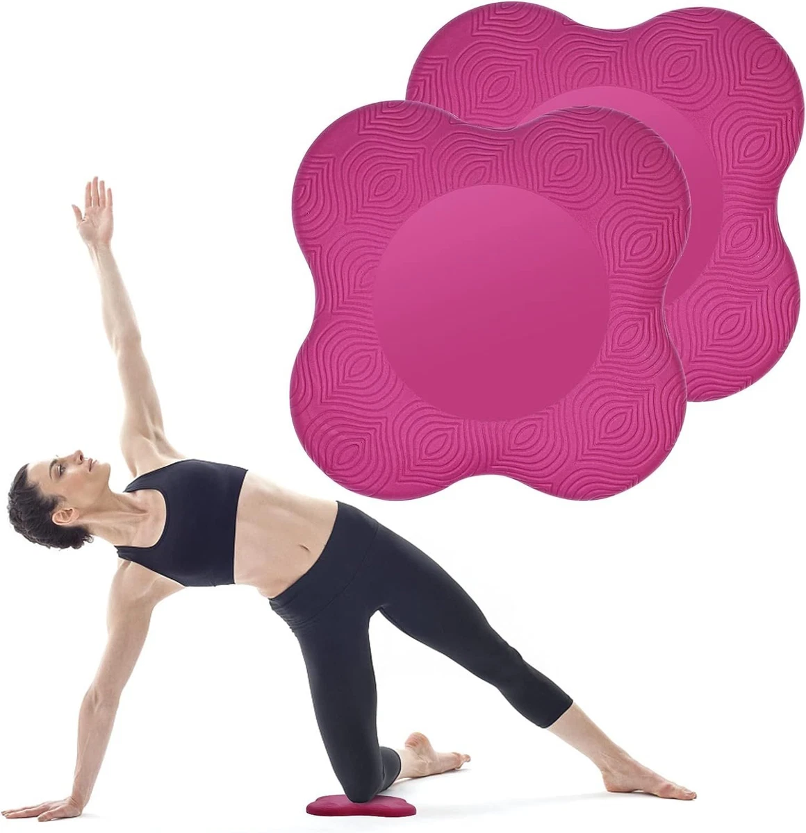 GoYonder Yoga Knee Pads 2 Pack, Cushion Thick Exercise PU-Rose Red