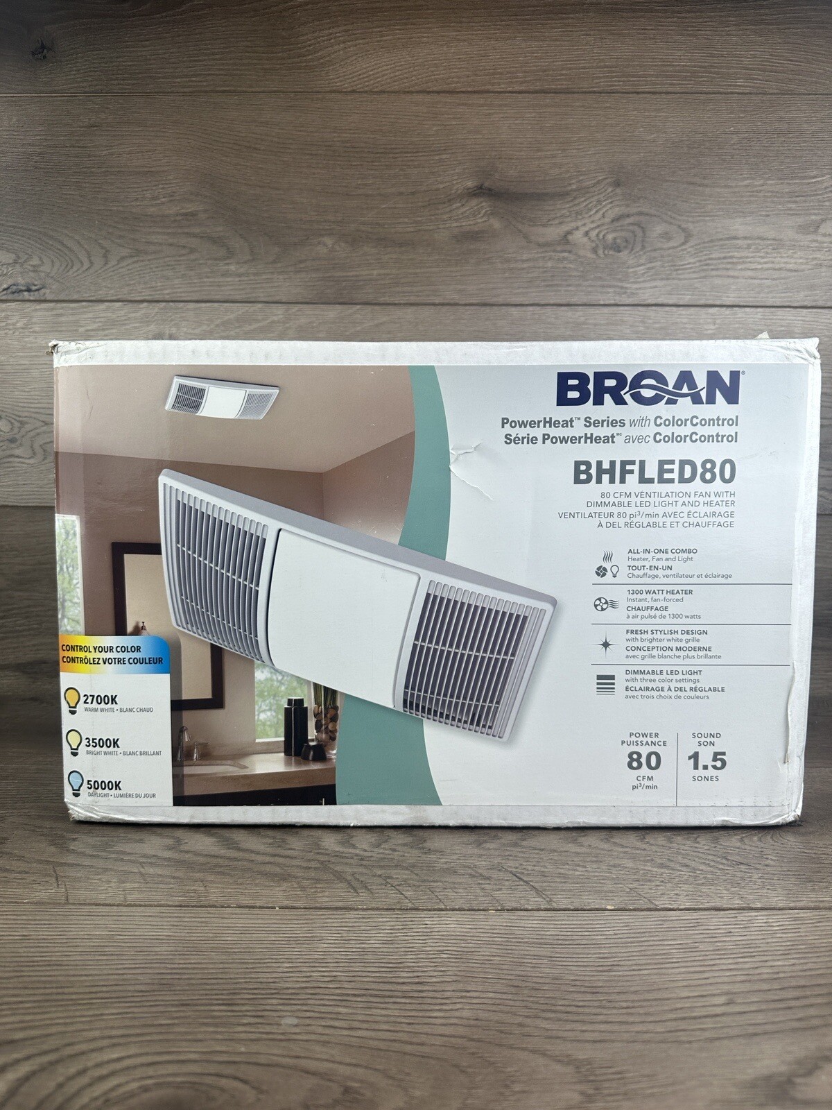 Broan-NuTone BHFLED80 PowerHeat Bathroom Exhaust Fan, Heater, and LED ...