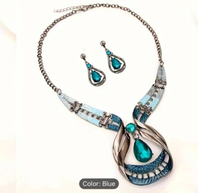 Luxury Water Drop Necklace & Earring Set for Women Adjustable Length