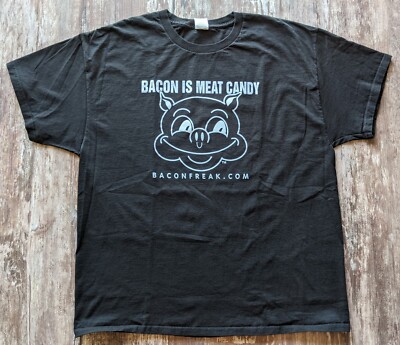 Bacon Is Meat Candy Bacon Freak Pig Hog black XL T-shirt cotton short sleeve