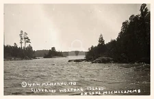 Silver & Workman Island on Lake Michigamme 1913 RPPC Photo Postcard COPY