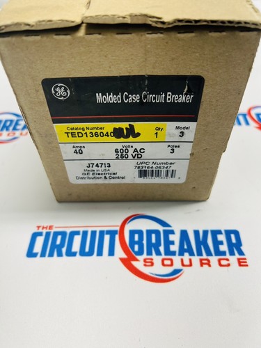 General Electric TED136040 40 Amp, 600 VAC, Molded Case Circuit Breaker 3P New - Picture 4 of 4