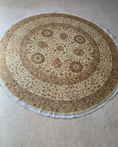 9’ Round Area Rug, Hand Knotted  Rug, Wool Oriental Round Rug, Afghani Rug - Picture 1 of 9