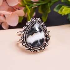 White Buffalo Turquoise Gemstone 925 Sterling Silver Ring Oxidize Jewelry Gift.