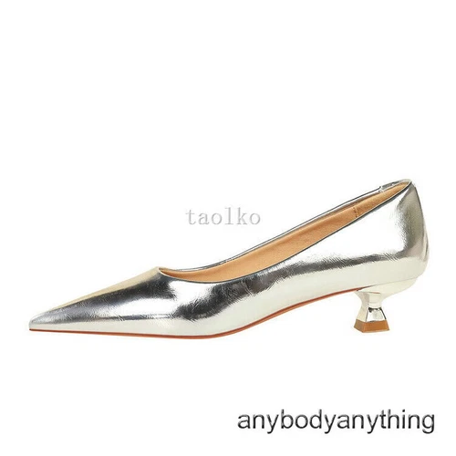 Scarpe da donna 3,5 cm tacco medio gattino punta decolte OL donna festa nuove - Foto 5 di 29