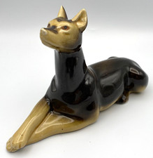 Vintage Ceramic Brown Doberman Pinscher Dog Puppy Figurine 8" Brazil