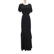 LULUS SZ S Black Celebrate Charm Tiered Cutout Round Neck Maxi Dress NEW B137
