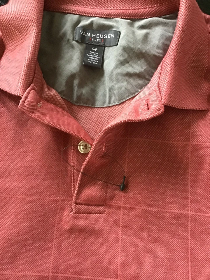 Polo da uomo da lavoro Van Heusen Flex T-Shirt Misto Cotone Quadretti Rosa Tg S - Imagen 3 de 4