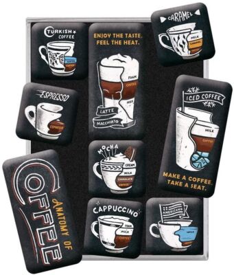 Nostalgic-Art - Retro 9 piece fridge magnet set - Anatomy of Coffee