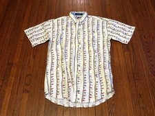 VTG Chaps Ralph Lauren Boardwalk Flag Off White Button Down Shirt sz S