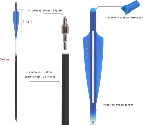 16'' 17'' 18'' 20'' 22" Carbon Arrows Bolt 4" Vanes Archery Mini Bow Hunting DIY - Picture 4 of 25