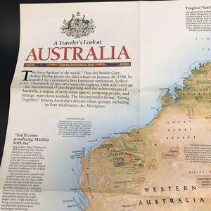 Vintage Feb 1988 National Geographic Australia A Traveler's Look Map 27x25