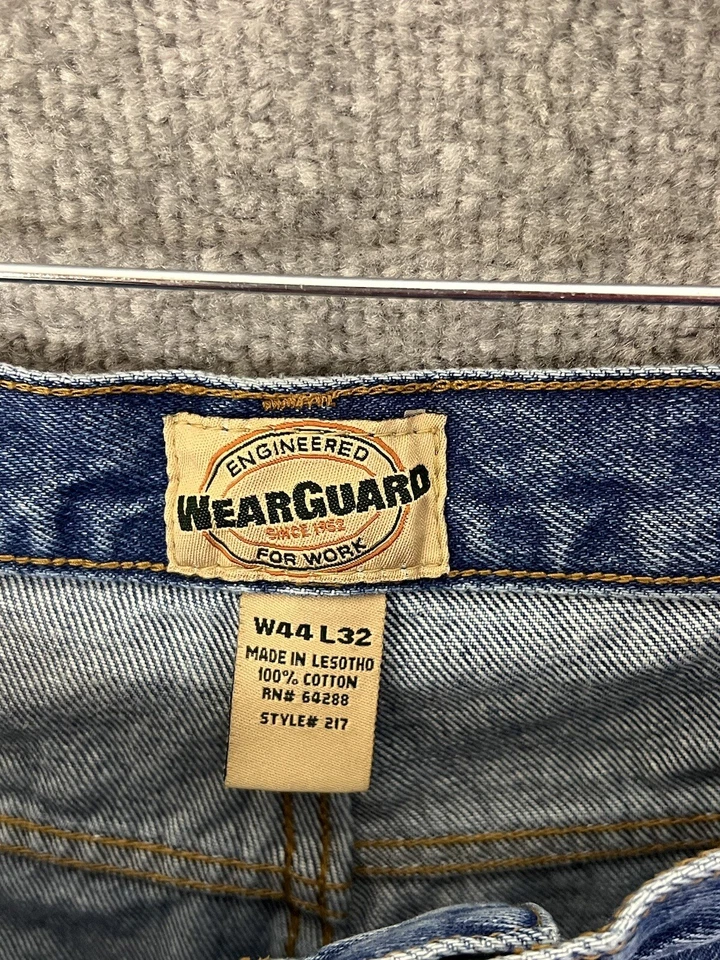 WearGuard Classic Fit Straight Leg Jeans Mens Size 44 X 32 Blue Denim Cotton - Image 3 of 4