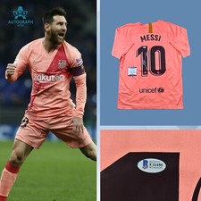 Lionel Messi Signed FC Barcelona 2018/2019 3rd Away Pink Jersey W/ COA Beckett