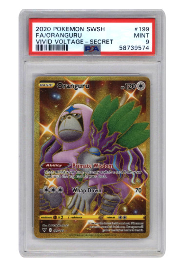 2020 POKEMON ORANGURU FULL ART GOLD RARE Vivid Voltage #199 PSA 9 MINT