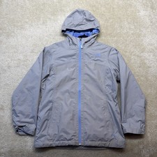 North Face Multi Layer Rain Jacket Girls Large Gray Blue Full Zip Windbreaker