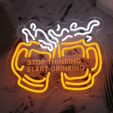 START DRINKING Neon Sign Adjustable LED Light for Bar Men's Cave Wall Decor