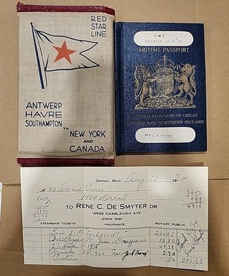 Vintage Red Star Line Ticket Holder plus 1 Vintage British Passport , Nice Condi