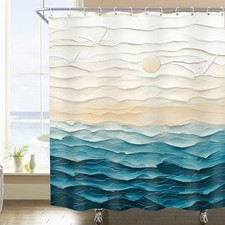 Abstract Teal Beach Shower Curtain 60"W x 72"L Pack of 1 F-01teal Blue