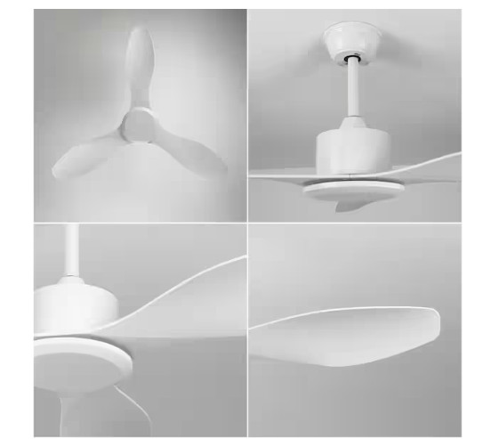 TOZING 48 in. Smart Indoor Modern Windmill White Flush Mount Ceiling Fan+Remote