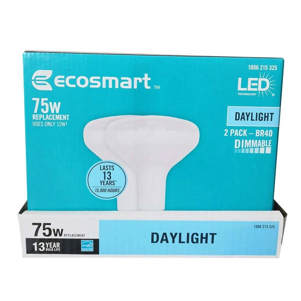 Ecosmart 75-Watt Replacement BR40 Dimmable LED Light Bulb Daylight (2-Pack) - Image 3 of 4