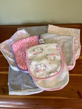 Baby Girl Receiving Blanket and 5 burp cloths