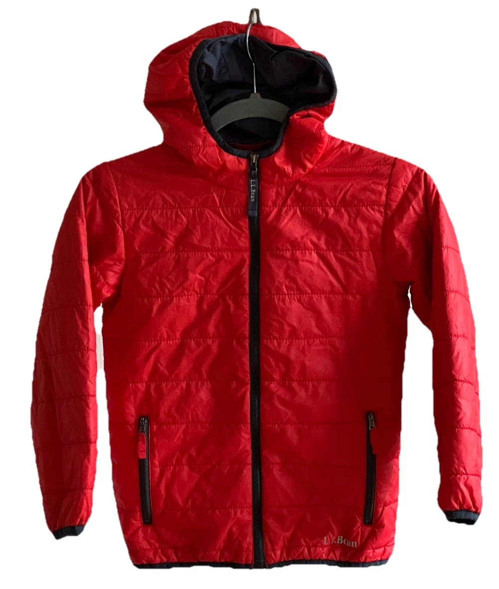 L.L.Bean Insulated Jacket Boys 6-7 years Orange Gray Primaloft Outdoors Thermal