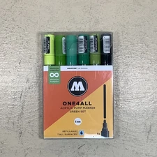 Molotow One4All Acrylic Pump Marker Green Set 4mm Refillable Permanent Germany