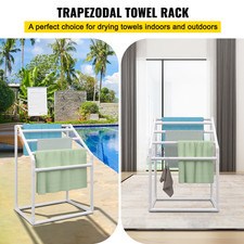 Towel Rack, 5 Bars Outdoor PVC Towel Holder, White