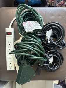 Assorted Extension Cords Green White Brown PVC Indoor/Outdoor US Plug Lot