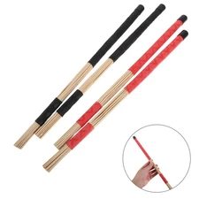 2 Pairs Jazz Drum Brushes Drumsticks - with Comfortable Rubber Handles For