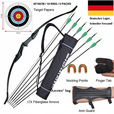 57 Zoll Bogenschießen Takedown Recurvebogen & 12X Pfeile Set for RH/LH Jagd Ziel