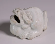 Japanese Pocelain Shishi Lion 1.6inch Inro Ojime Figurine Meiji Era 19th
