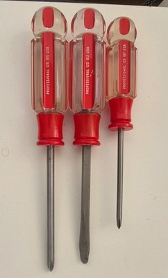Vintage Master Mechanic USA Screwdriver Lot 3Pc Matching 125 195 125 153 125 187