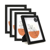 Bilderrahmen 13X18Cm Schwarz 4Er Set Holz Fotorahmen 5X7 Zoll Holzrahmen