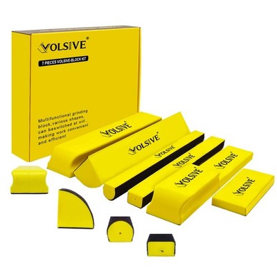 7pcs Hand Sanding Block Set, Rectangle Handheld Sanding Pad, Hook and Loop