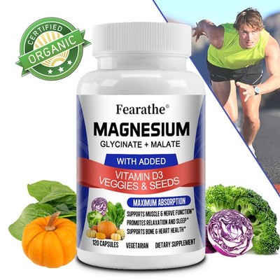 Magnesium glycinate + magnesium malate 250 mg, with vegetables added Vitamin D3