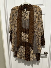 VINTAGE CL Carole Little Womens Size 12 Pull On Midi Skirt Top Set Brown Black