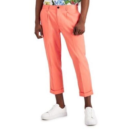 Мужские облегающие плиссированные укороченные брюки International Concepts Кораллово-лососевого цвета-L 4490₽