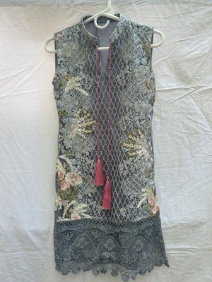 Handmade Tunic Blue-Gray Small Embroidered