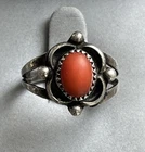 Signed Frank Ramone Navajo Sterling Silver Coral Ring Sz 5.5 Native American VTG